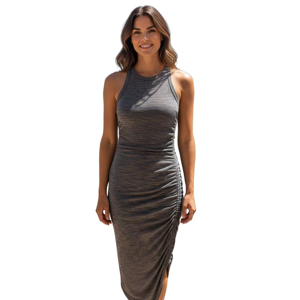 Veronica Beard Haylee Rib-Knit Ruched Midi-Dress Multicolored - Picture 3 of 10